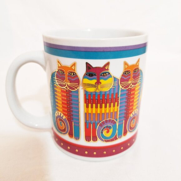 Laurel Burch “Rainbow Cat Cousins” ceramic mug Vintage 1989 - Picture 2 of 4